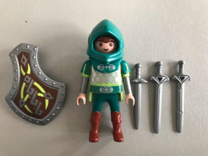 Grüner Drachenritter von Playmobil mit drei Schwertern