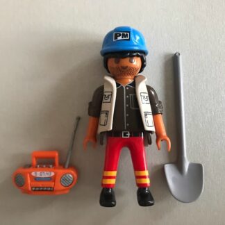 Playmobilfigur - Bauarbeiter mit Radio und Schaufel - Verkauf wie abgebildet