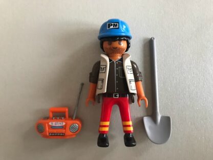 Playmobilfigur - Bauarbeiter mit Radio und Schaufel - Verkauf wie abgebildet