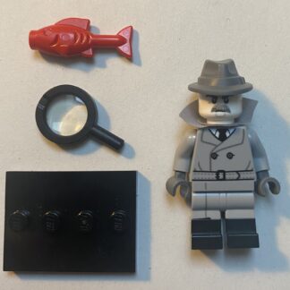 Film Noir Detective | Serie 25 | Lego Minifiguren | Stand | Roter Fisch | Lupe | Stand.